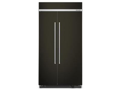 KitchenAid PrintShield Black Stainless Built-In Side-by-Side Refrigerator (25.5 Cu. Ft.) - KBSN702MBS