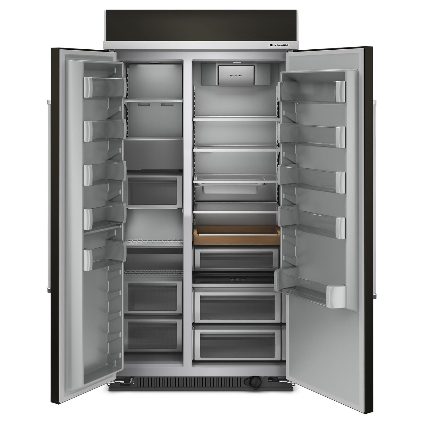 KitchenAid PrintShield Black Stainless Built-In Side-by-Side Refrigerator (25.5 Cu. Ft.) - KBSN702MBS