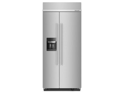 KitchenAid PrintShield Stainless Built-In Side-by-Side Refrigerator with Ice and Water Dispenser (20.8 Cu.Ft.) - KBSD706MPS