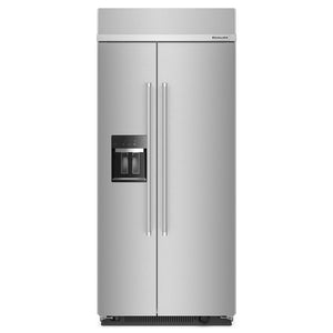 KitchenAid PrintShield Stainless Built-In Side-by-Side Refrigerator with Ice and Water Dispenser (20.8 Cu.Ft.) - KBSD706MPS