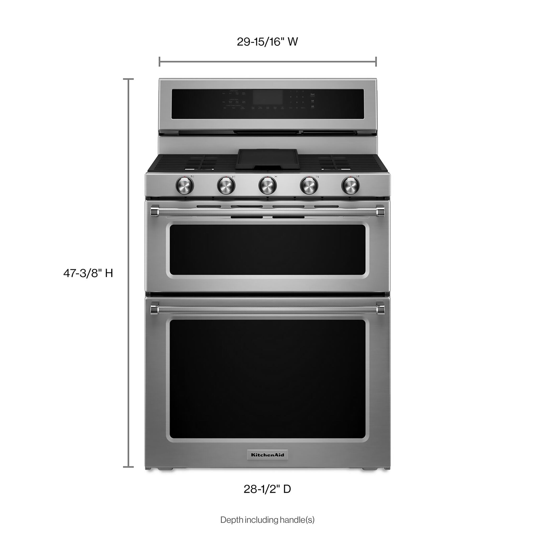 KitchenAid Stainless Steel Dual-Fuel Double Convection Range (6.7 Cu. Ft.) - KFDD500ESS