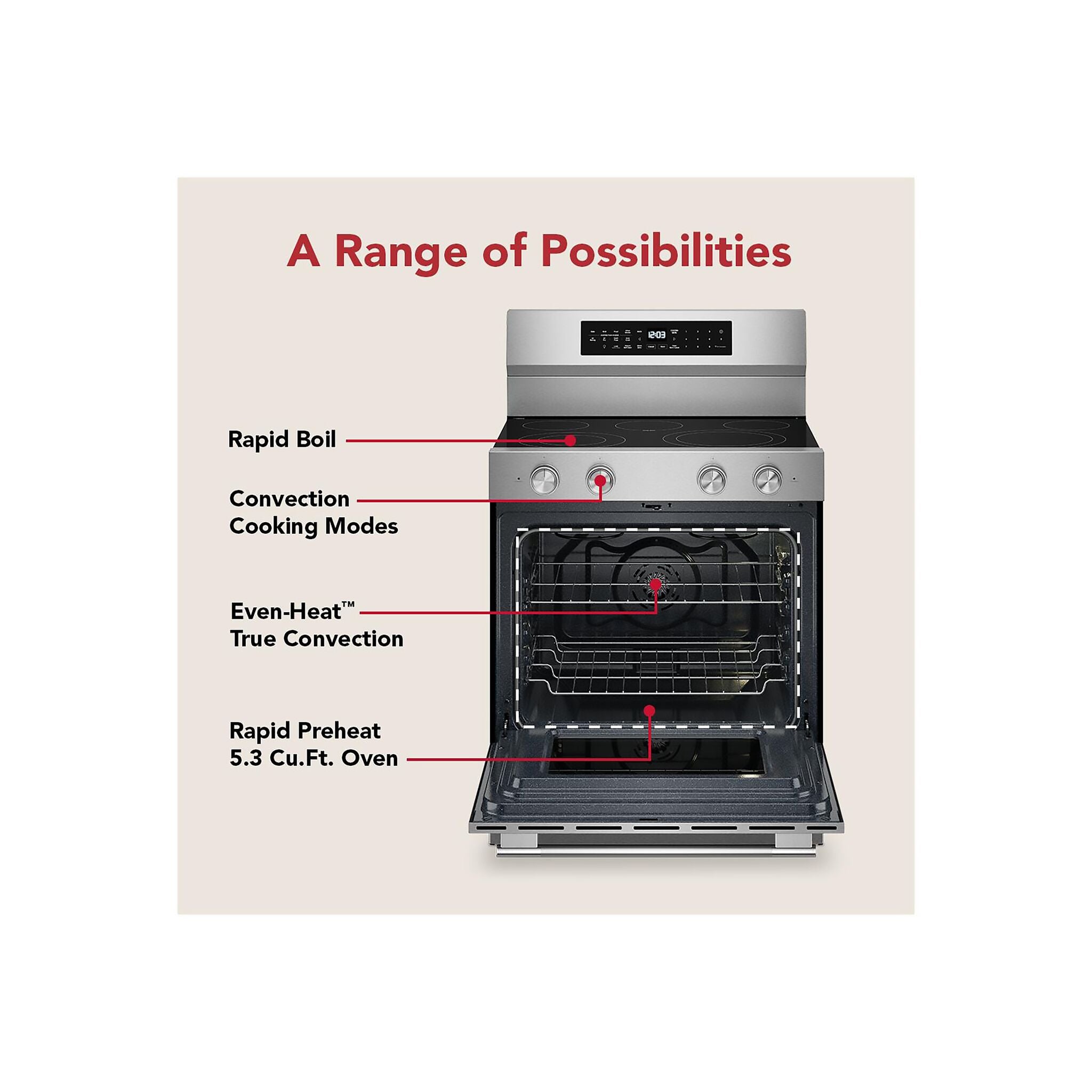 KitchenAid Printshield Stainless Freestanding Electric Convection Range (5.3 cu.ft.) - YKFES530SPS--