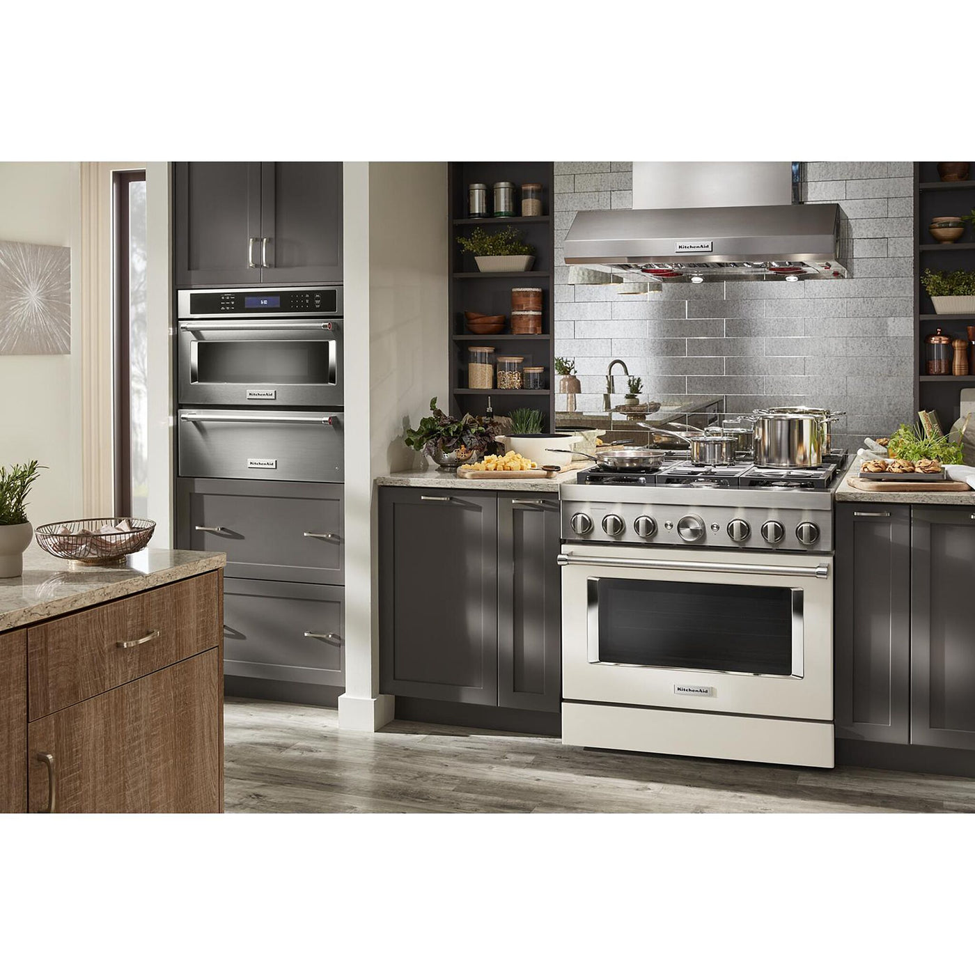 KitchenAid Matte Milkshake Smart Freestanding Gas Range (5.1 Cu. Ft.) - KFGC506JMH