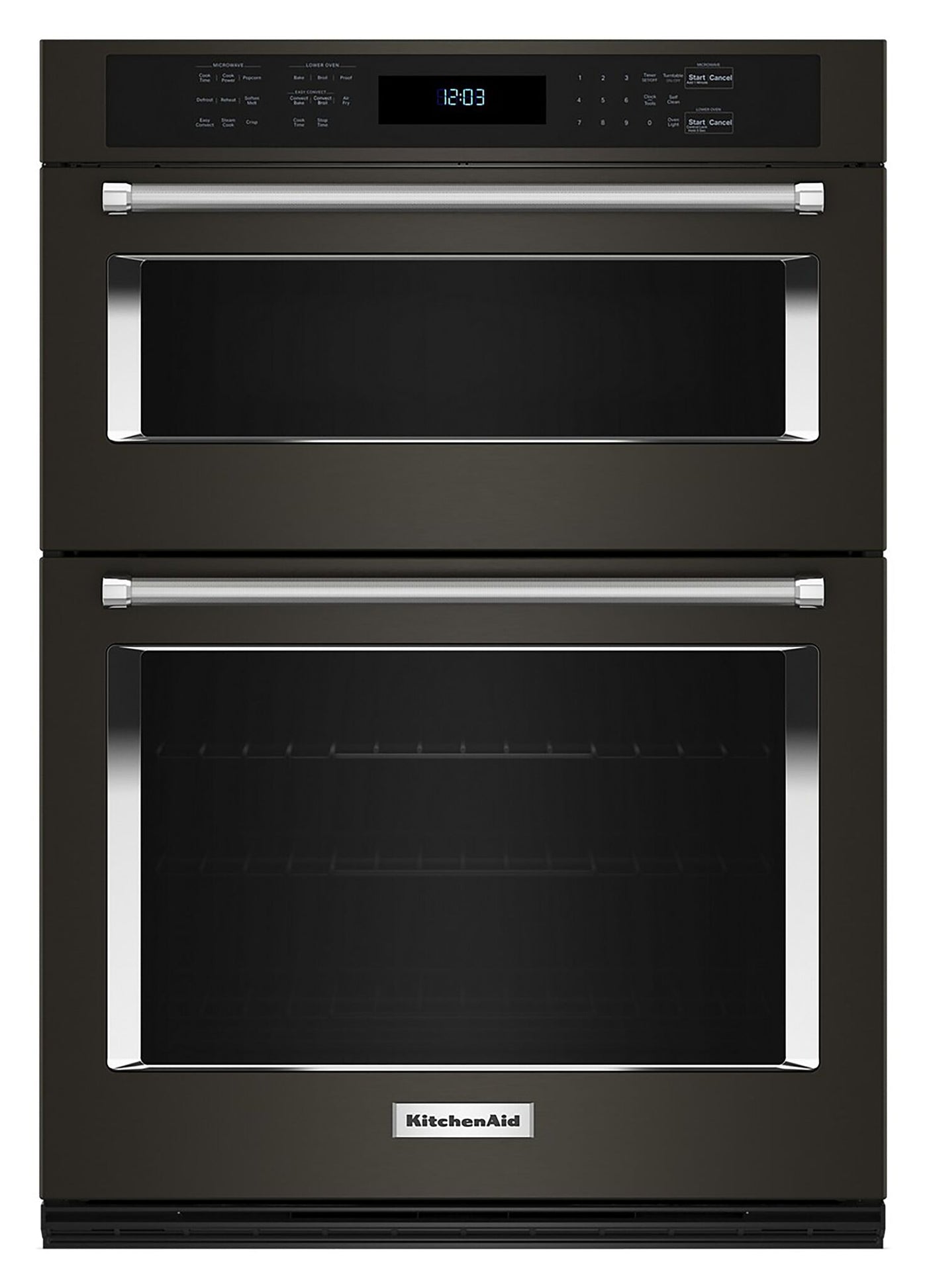 KitchenAid Black Stainless Steel with PrintShield™ Finish 30" Wall Oven and Microwave Combination (5.0 Cu. Ft. / 1.4 Cu. Ft.)- KOEC530PBS