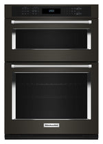 KitchenAid Black Stainless Steel with PrintShield™ Finish 30" Wall Oven and Microwave Combination (5.0 Cu. Ft. / 1.4 Cu. Ft.)- KOEC530PBS