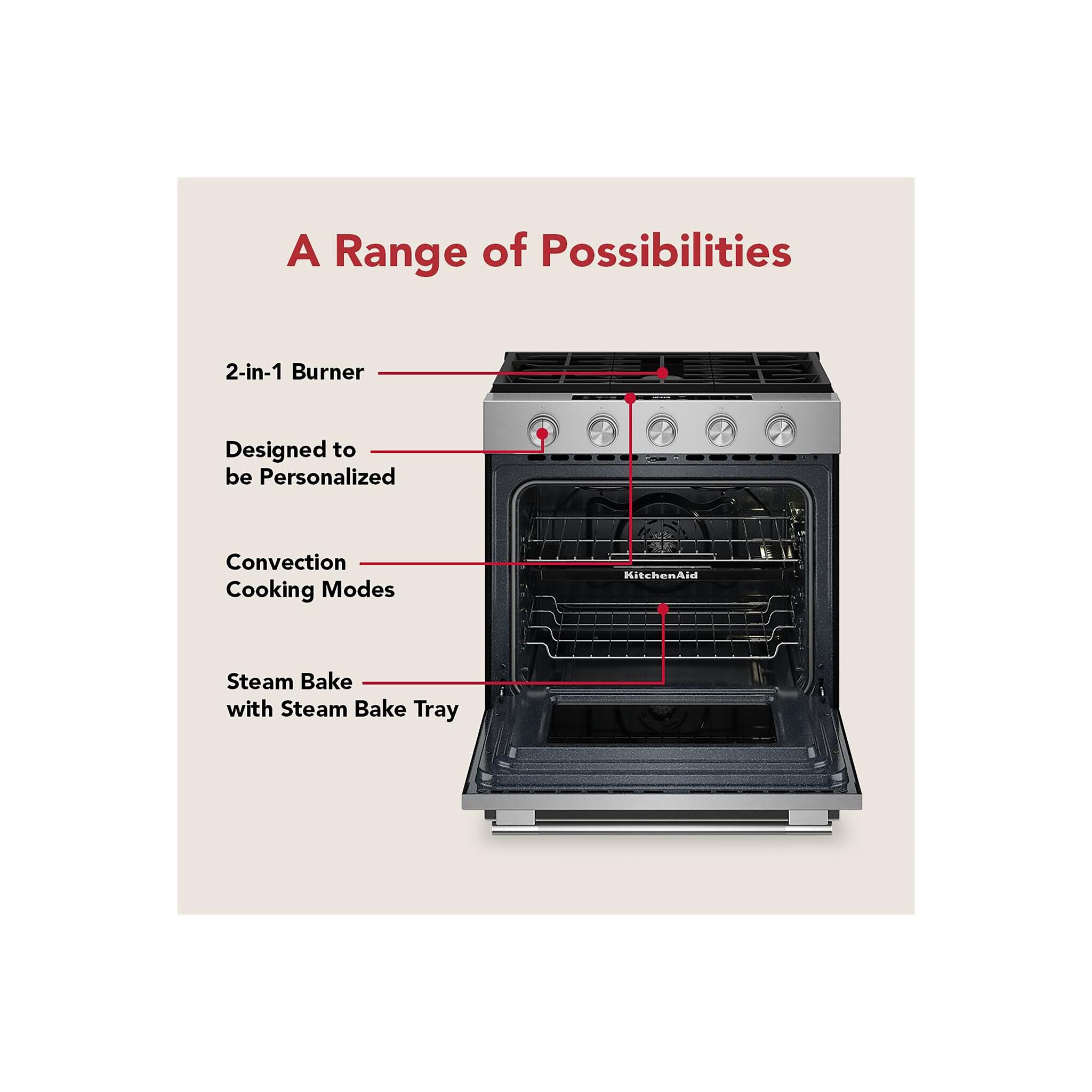 KitchenAid Fingerprint Resistant Stainless Steel Slide-In Gas Convection Range (5 cu.ft.) - KSGS530SPS