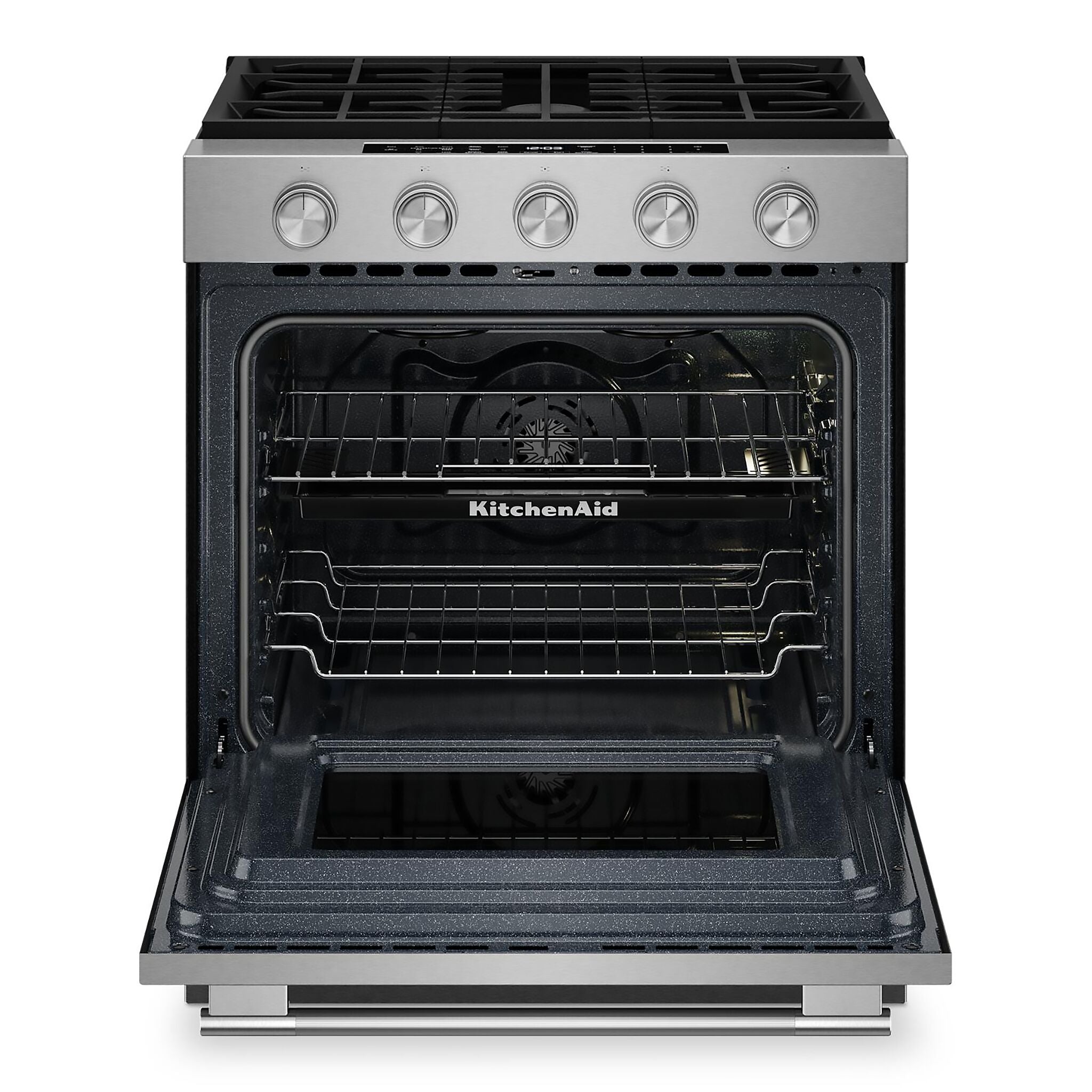 KitchenAid Fingerprint Resistant Stainless Steel Slide-In Gas Convection Range (5 cu.ft.) - KSGS330SPS