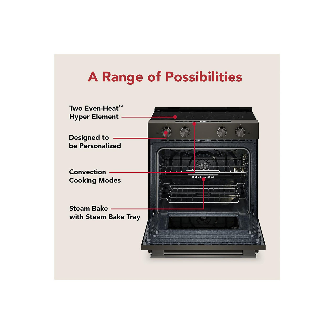 KitchenAid Black Ore Slide-In Electric Convection Range (5.3 cu.ft.) - YKSES530SBE--