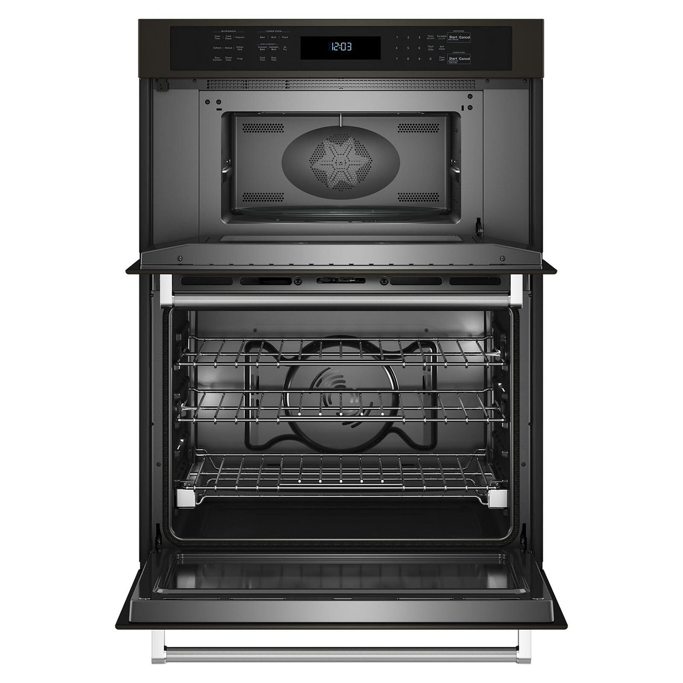 KitchenAid Black Stainless Steel with PrintShield™ Finish 30" Wall Oven and Microwave Combination (5.0 Cu. Ft. / 1.4 Cu. Ft.)- KOEC530PBS