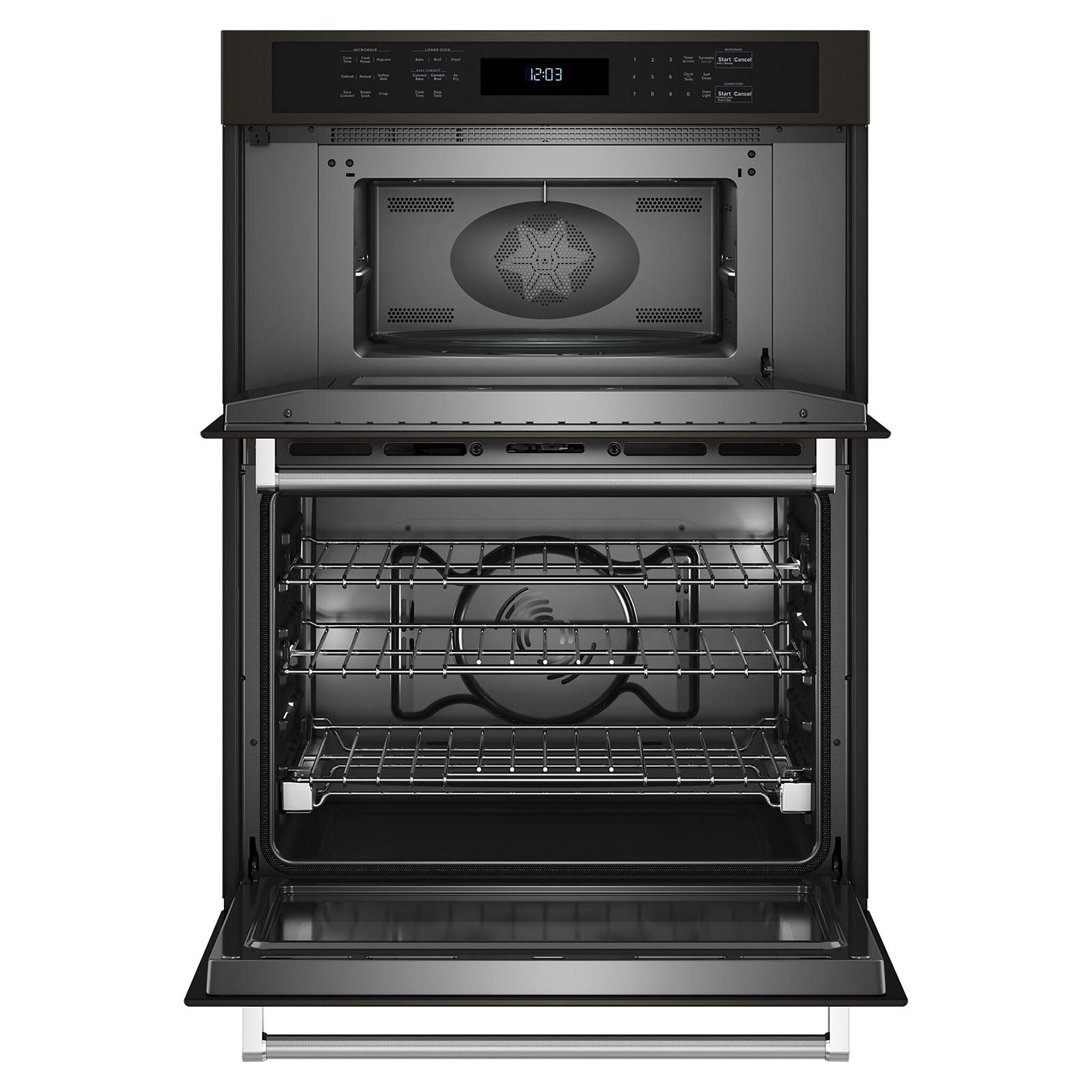 KitchenAid Black Stainless Steel with PrintShield™ Finish 30" Wall Oven and Microwave Combination (5.0 Cu. Ft. / 1.4 Cu. Ft.)- KOEC530PBS