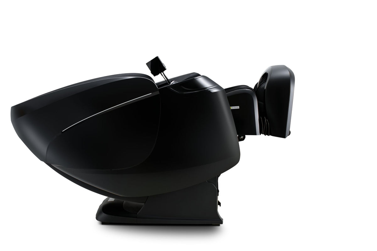 L2 Zen Elite Massage Chair reclined in side view with the leg and foot massage section extended