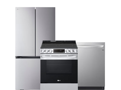LG Smudge Resistant Stainless Kitchen Package with Counter-Depth Refrigerator, Electric Range & Built-In Dishwasher