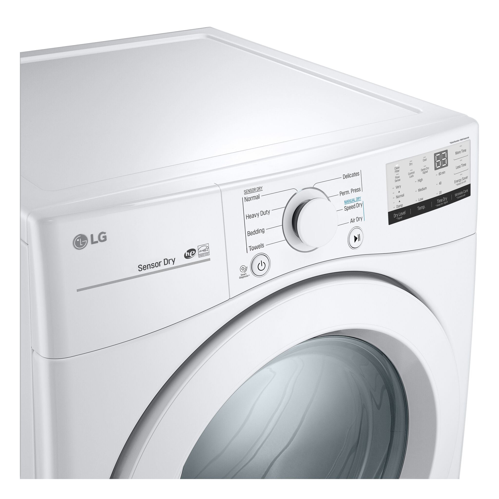 LG White Front Load Dryer with Ultra Large Capacity (7.4 Cu.Ft) - DLE3400W