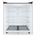 LG French Door Refrigerator interior with three glass shelves, Multi Air Flow panel and two lower fresh food drawers