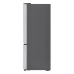 Side view of LG 30" French Door Refrigerator showing counter-depth profile, stainless steel doors and dark cabinet sides