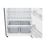 LG refrigerator interior with glass shelves, clear door bins and two Fresh Zone produce drawers