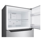 LG top freezer interior with glass shelf, clear door bins and Multi Air Flow panel