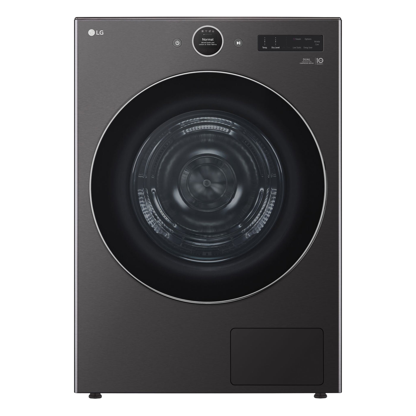 LG Black Steel Smart Front Load Dryer with Dual Inverter HeatPump™ Technology (7.8 Cu.ft) - DLHC6702B