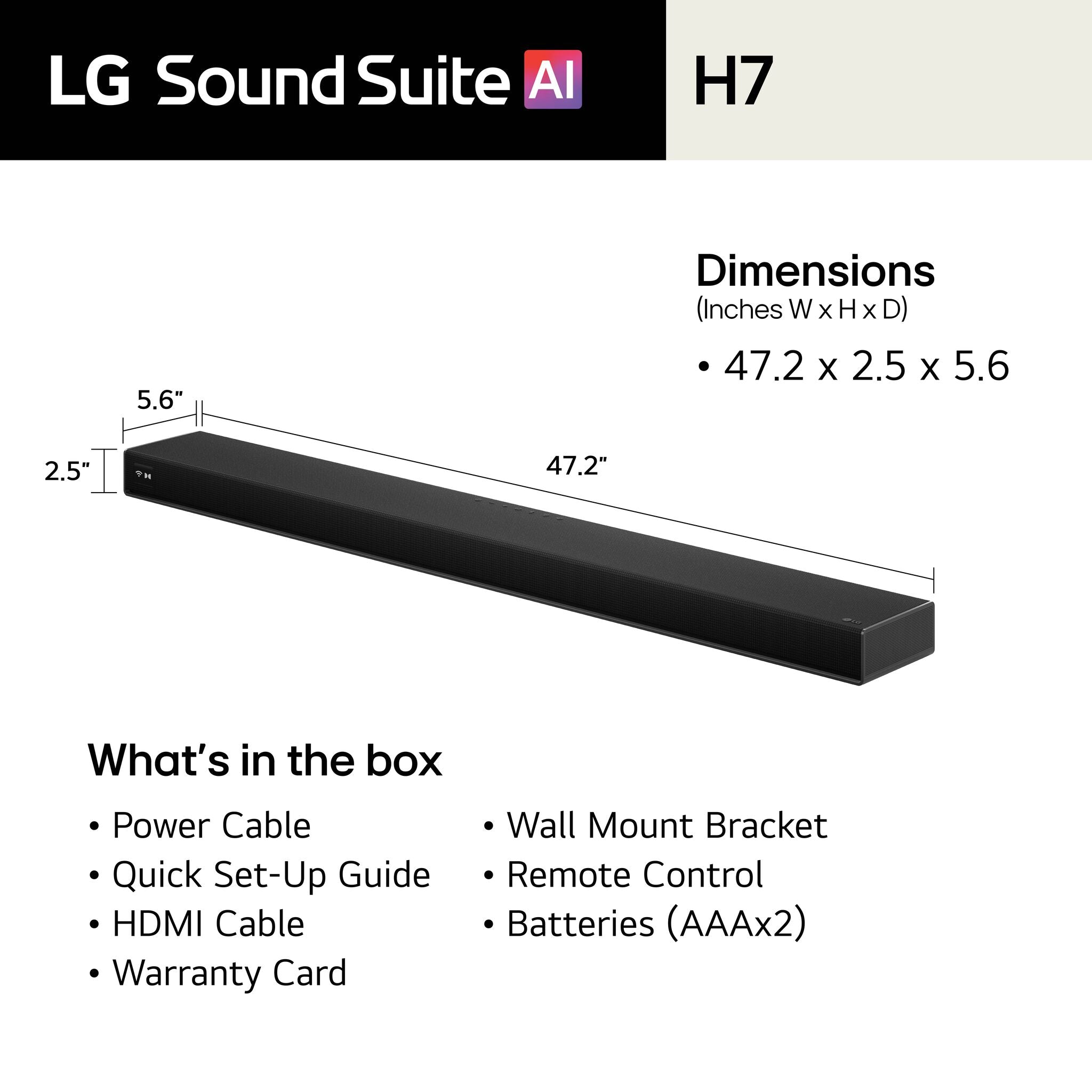 LG Sound Suite H7 Wireless Soundbar 9.1.6 Spatial Audio--