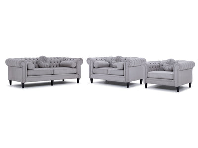 Lancaster Sofa, Loveseat and Chair Set - Silver
