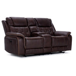 Laredo Power Reclining Sofa and Loveseat Set - Walnut
