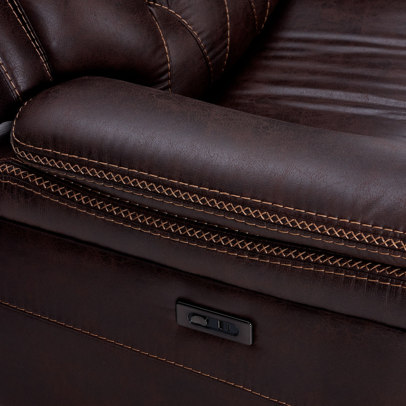 Laredo Power Reclining Sofa and Loveseat Set - Walnut