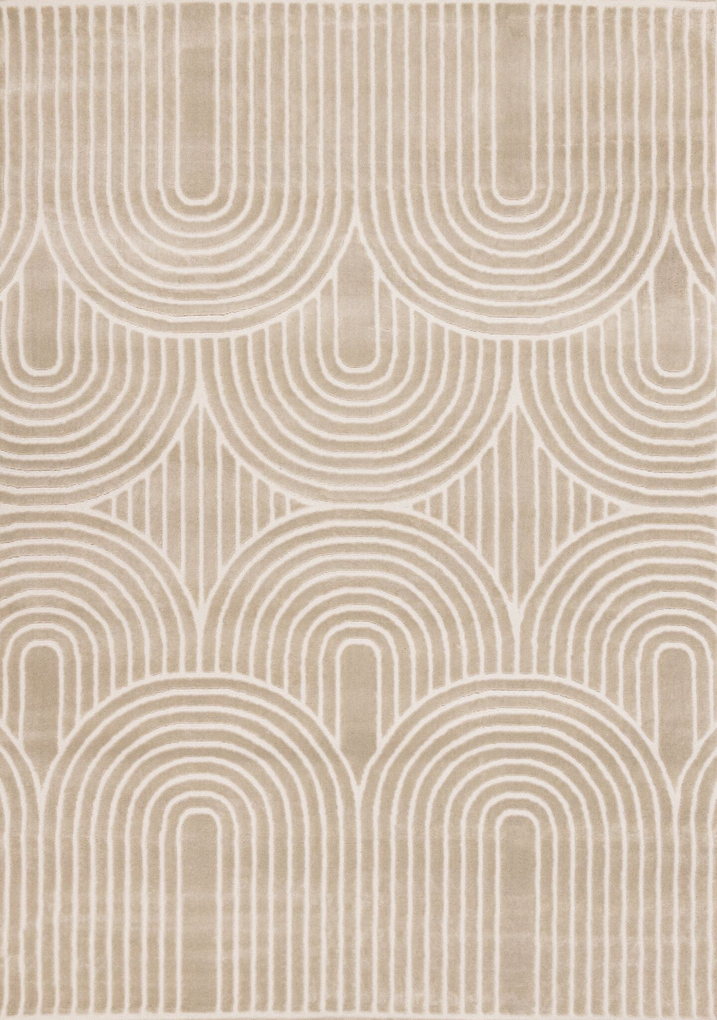 Sculpted Dunes 6'7" x 9'6" Modern Geometric Arches Pattern Area Rug - Cream, Beige