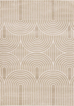 Sculpted Dunes 6'7" x 9'6" Modern Geometric Arches Pattern Area Rug - Cream, Beige