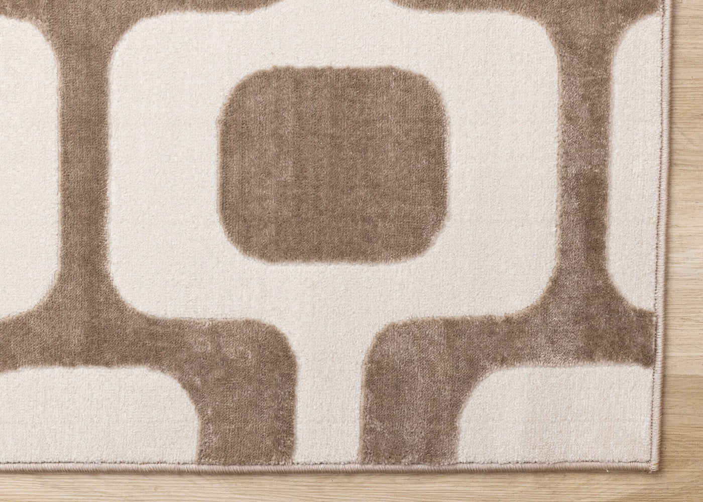Vintage Vibes 6'7" x 9'6" Mid-Century Modern Area Rug - Brown, Cream