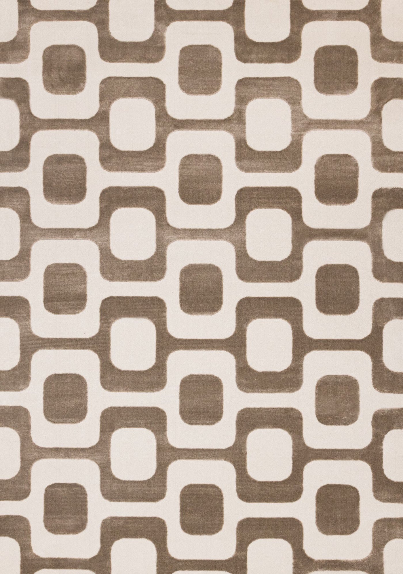 Vintage Vibes 6'7" x 9'6" Mid-Century Modern Area Rug - Brown, Cream