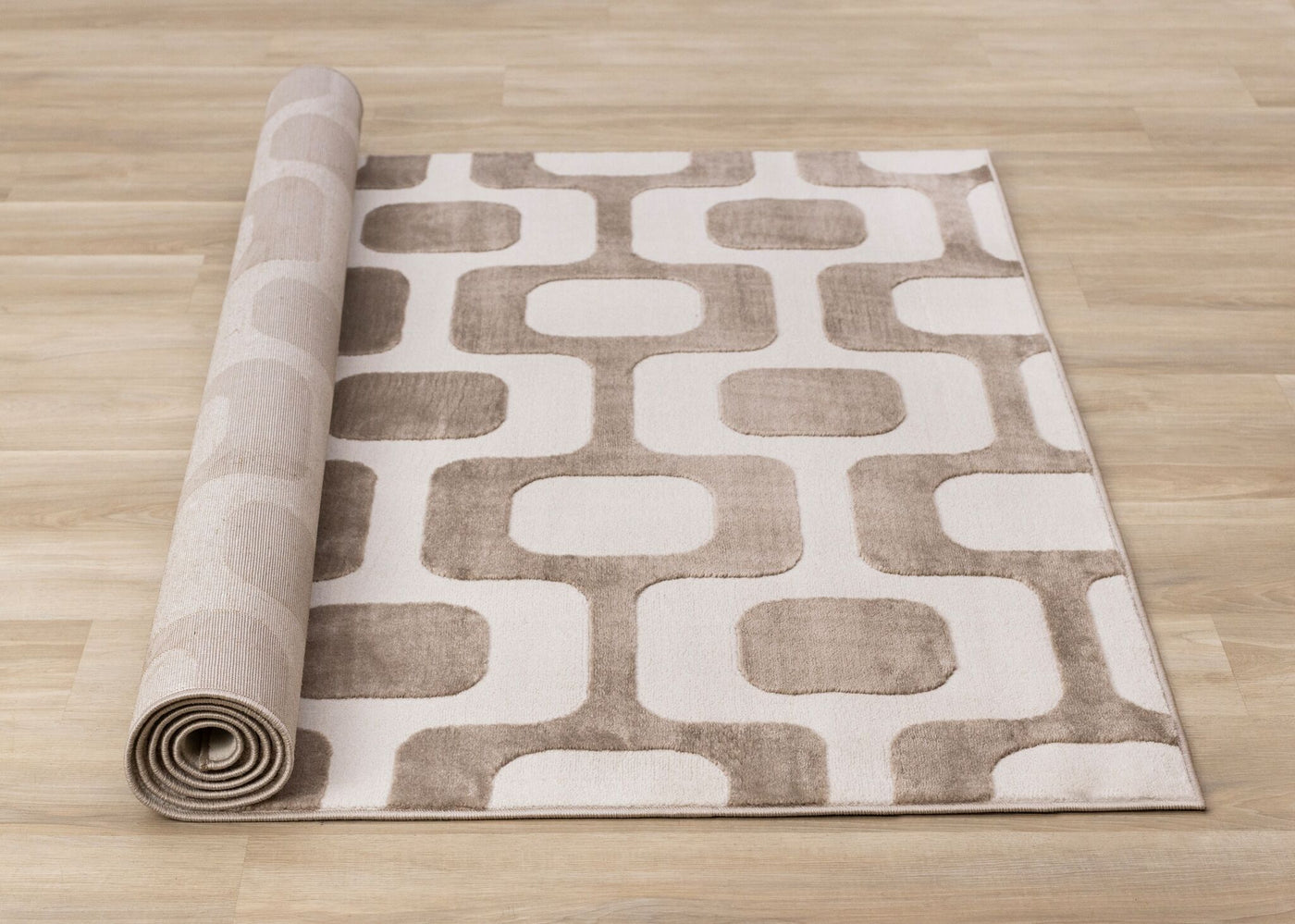 Vintage Vibes 6'7" x 9'6" Mid-Century Modern Area Rug - Brown, Cream