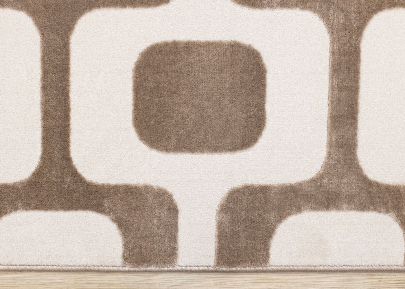 Vintage Vibes 6'7" x 9'6" Mid-Century Modern Area Rug - Brown, Cream