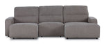 Levine Power Slide Out Sofa Bed with Right Facing Chaise - Taupe