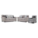 Lewiston Sofa, Loveseat and Chair Set - Cement and Graphite