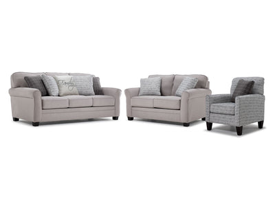 Lewiston Sofa, Loveseat and Chair Set - Cement and Graphite