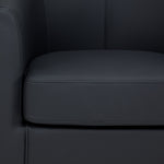 Close-up of the Lincoln Accent Chair - Black showing smooth upholstery, seat cushion stitching and rounded arm detail
