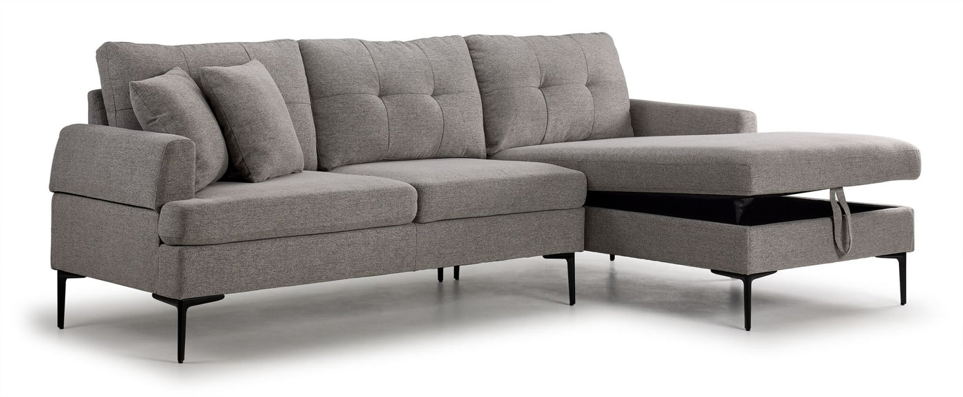 Louie 2-Piece Sectional with Right-Facing Storage Chaise - grey