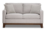 Lucerne grey loveseat with contemporary shape, polyester upholstery and clean front view