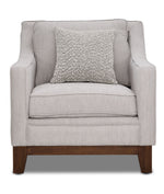 Lucerne grey chair with contemporary shape, polyester upholstery and clean front view