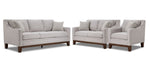 Lucerne grey sofa, loveseat and chair set with track arms, solid wood legs and contemporary style