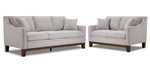 Lucerne grey sofa and loveseat set with track arms, solid wood legs and contemporary style