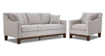 Lucerne grey sofa and chair set with track arms, solid wood legs and contemporary style
