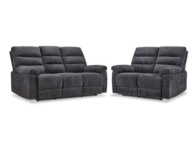Lucie Dual Reclining Sofa and Loveseat Set - Charcoal