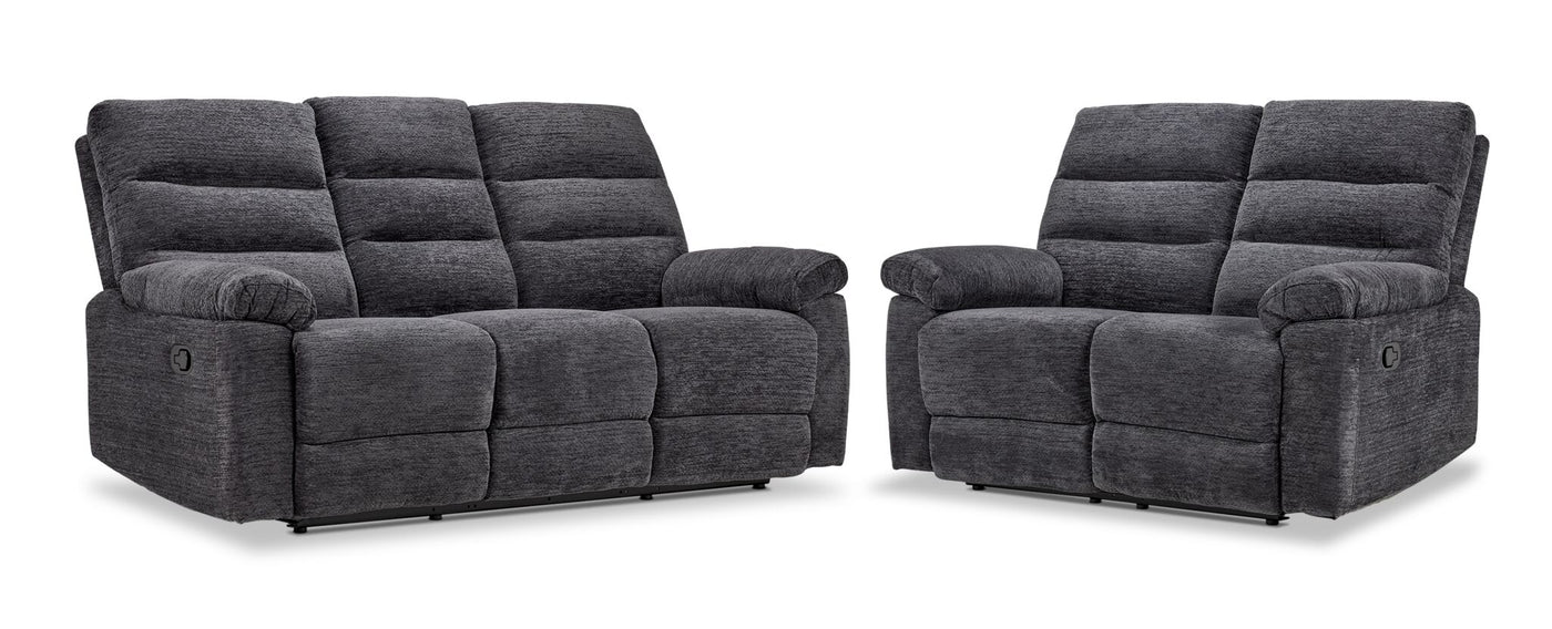 Lucie Dual Reclining Sofa and Loveseat Set - Charcoal