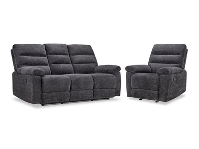 Lucie Dual Reclining Sofa and Recliner Set - Charcoal