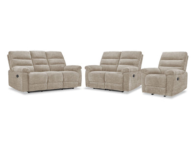 Lucie Dual Reclining Sofa, Loveseat and Recliner Set - Ivory