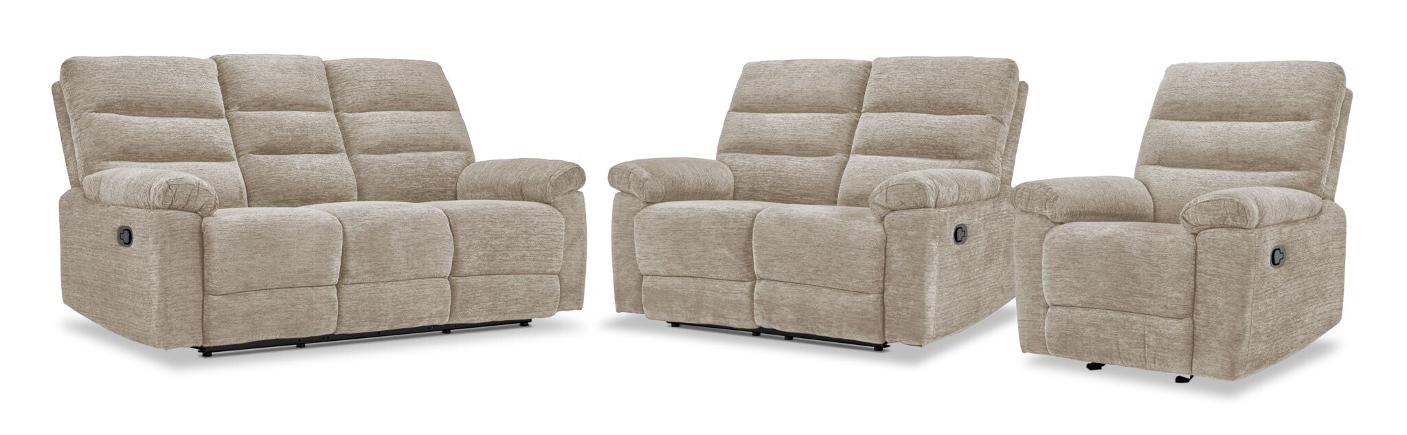 Lucie Reclining Sofa, Loveseat and Recliner Set - Ivory