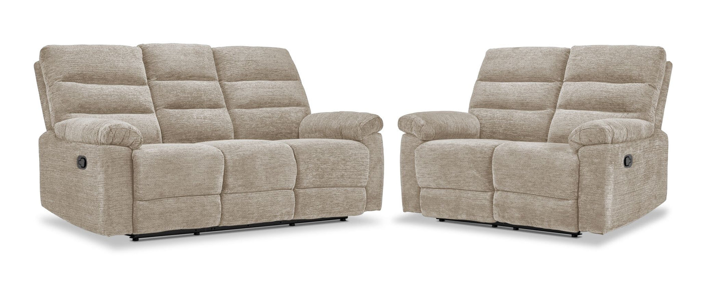 Lucie Dual Reclining Sofa and Loveseat Set - Ivory