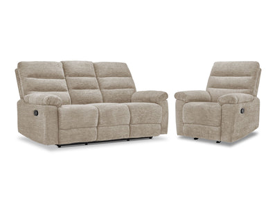 Lucie Dual Reclining Sofa and Recliner Set - Ivory