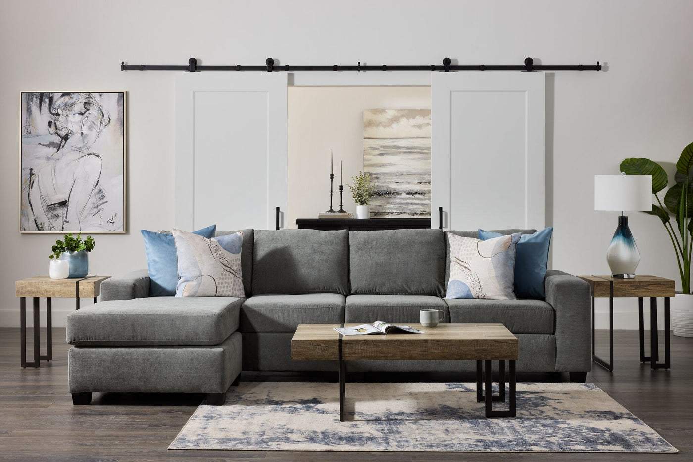 Luna 2-Piece Sectional with Reversible Chaise - Grey